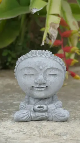 Product image of the product “Nima - Sitting monk with big head, 15 cm H | cast stone ”